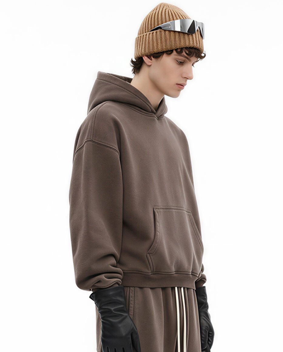 400GSM Stone Washed Boxyfit style Men's double zipper hoodie