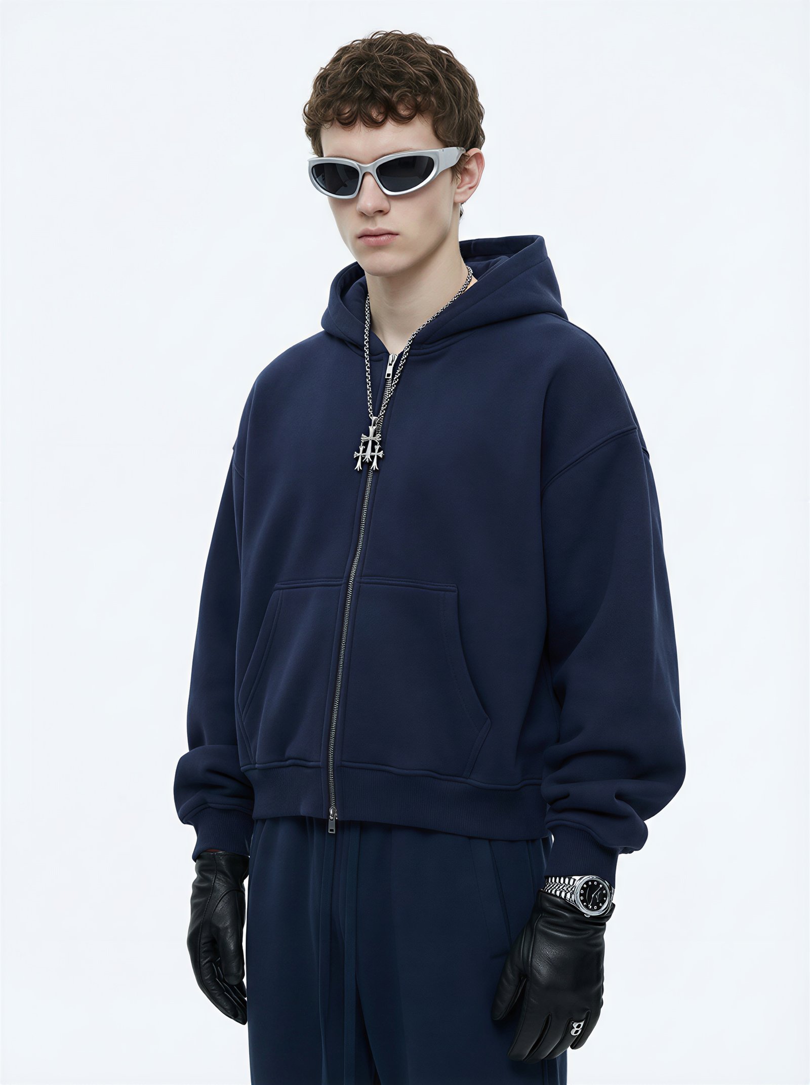 Men's Boxyfit style double zipper hoodie